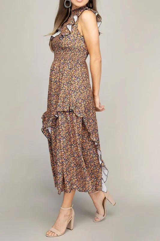 Tiered maxi dress with ruffle trim