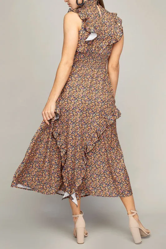 Tiered maxi dress with ruffle trim