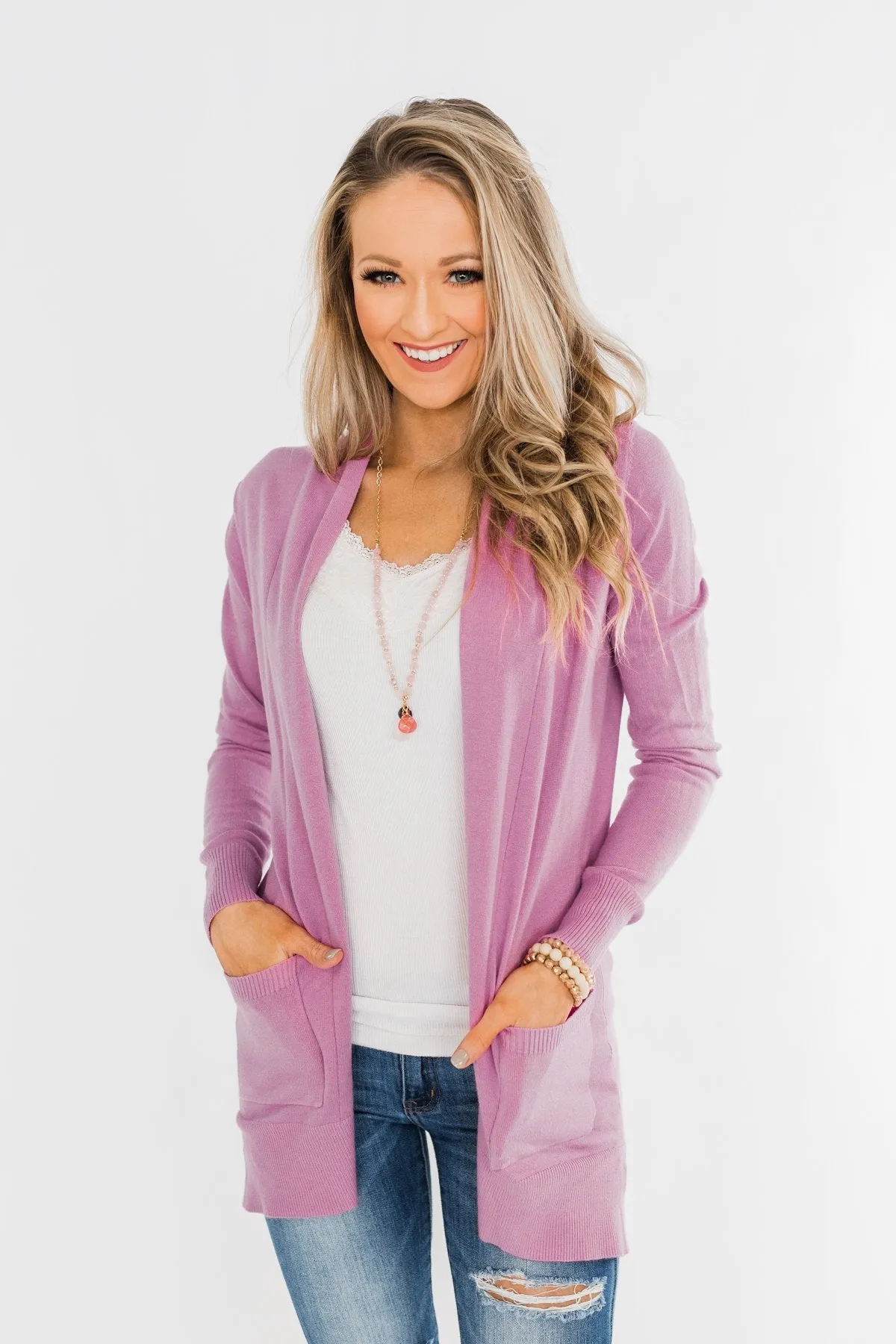 Time To Be Alive Drape Cardigan- Orchid
