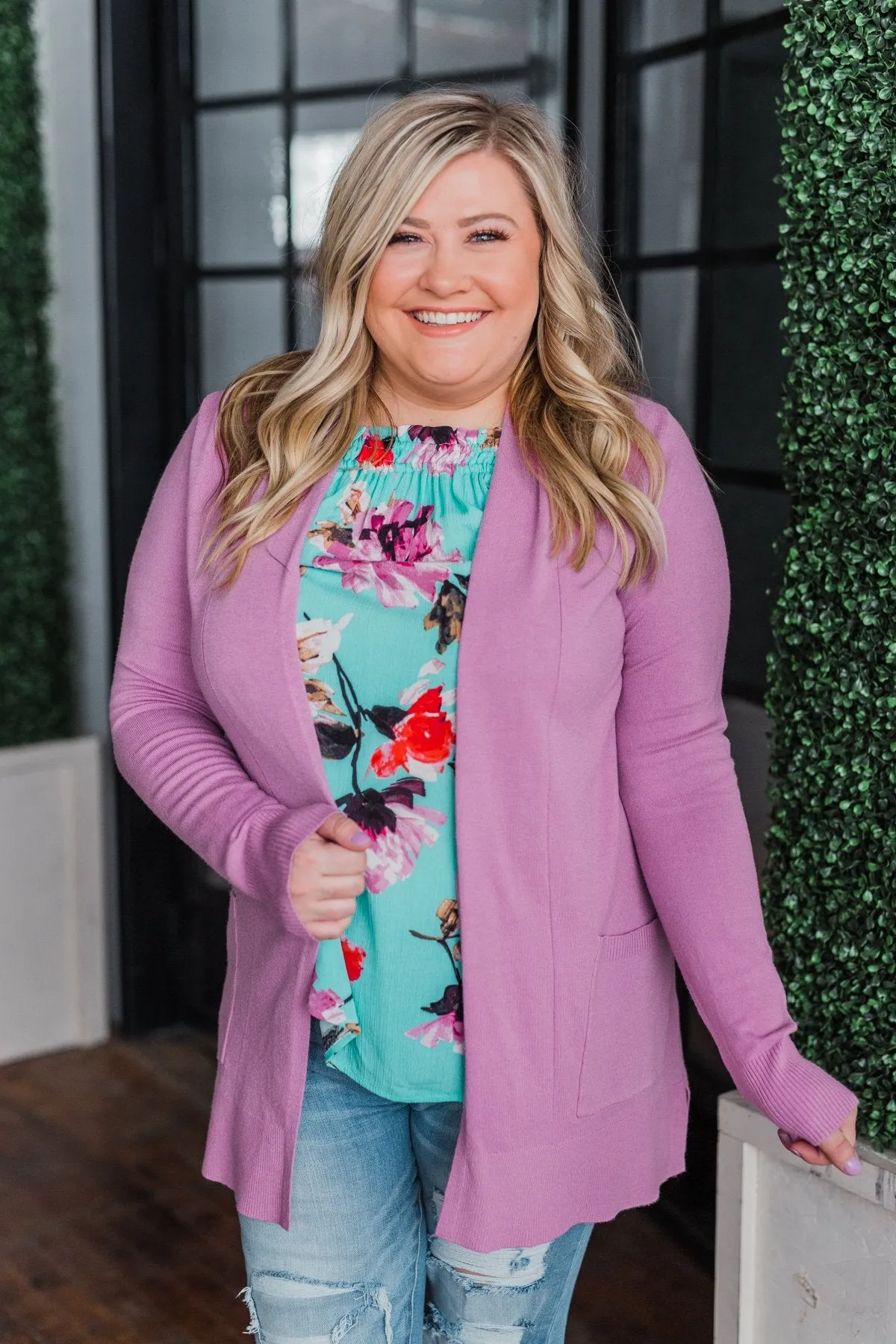 Time To Be Alive Drape Cardigan- Orchid