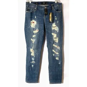 Torrid Premium Jeans 14 Blue Med Wash Boyfriend Distressed American Dreamer NWT
