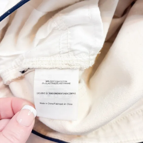 Tory Burch Straight Leg Raw Hem Cream 5 Pocket Jeans Size 31