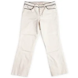 Tory Burch Straight Leg Raw Hem Cream 5 Pocket Jeans Size 31