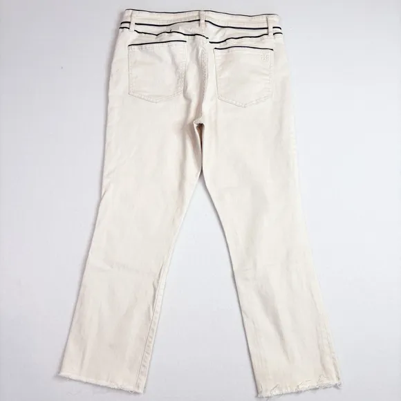 Tory Burch Straight Leg Raw Hem Cream 5 Pocket Jeans Size 31