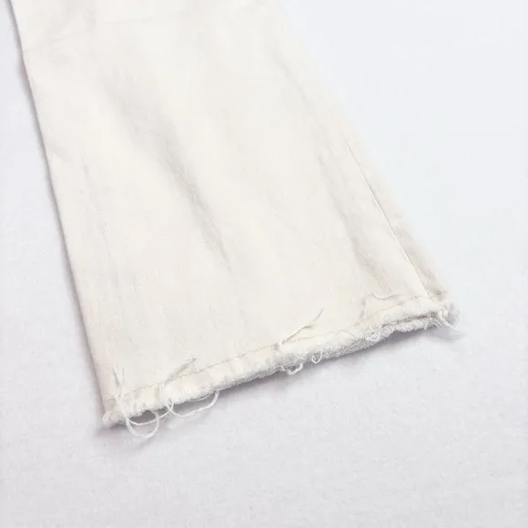 Tory Burch Straight Leg Raw Hem Cream 5 Pocket Jeans Size 31