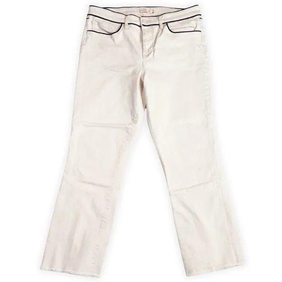 Tory Burch Straight Leg Raw Hem Cream 5 Pocket Jeans Size 31