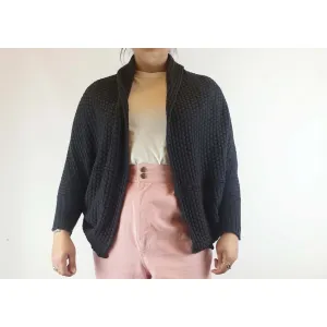 Uimi charcoal cotton knit oversize cardigan - one size fits most