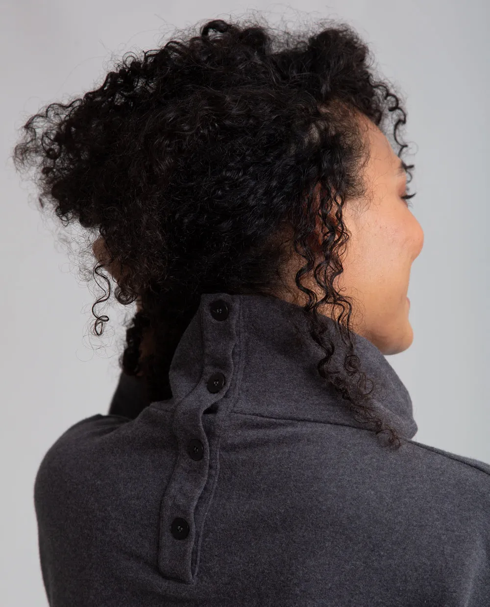 Ula Organic Cotton Top In Dark Grey Marl