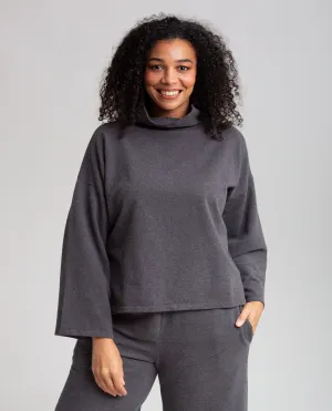 Ula Organic Cotton Top In Dark Grey Marl