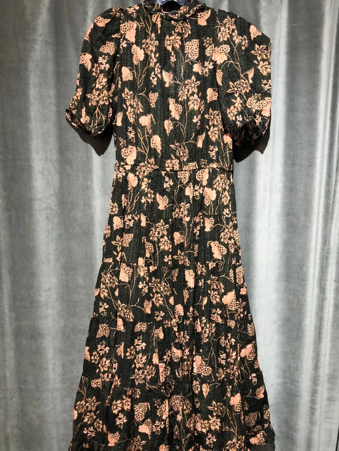 Ulla Johnson Emerald Short Puff sleeve 'Ava' dress with floral accents