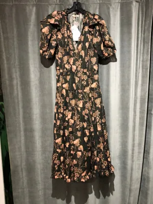Ulla Johnson Emerald Short Puff sleeve 'Ava' dress with floral accents