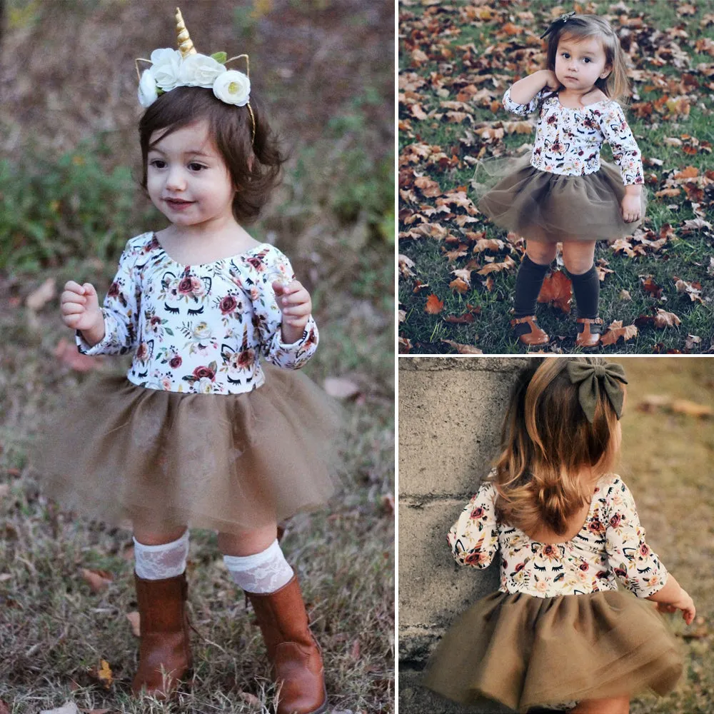 Unicorn Floral Tulle Dress