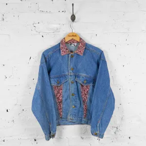 Vintage Corduroy Detail Denim Jacket - Blue - M