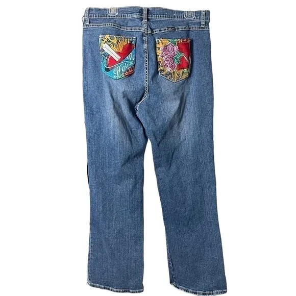 Vintage Paco “Hot Love” High Rise Embroidered, Relaxed Straight Leg Jeans, 18
