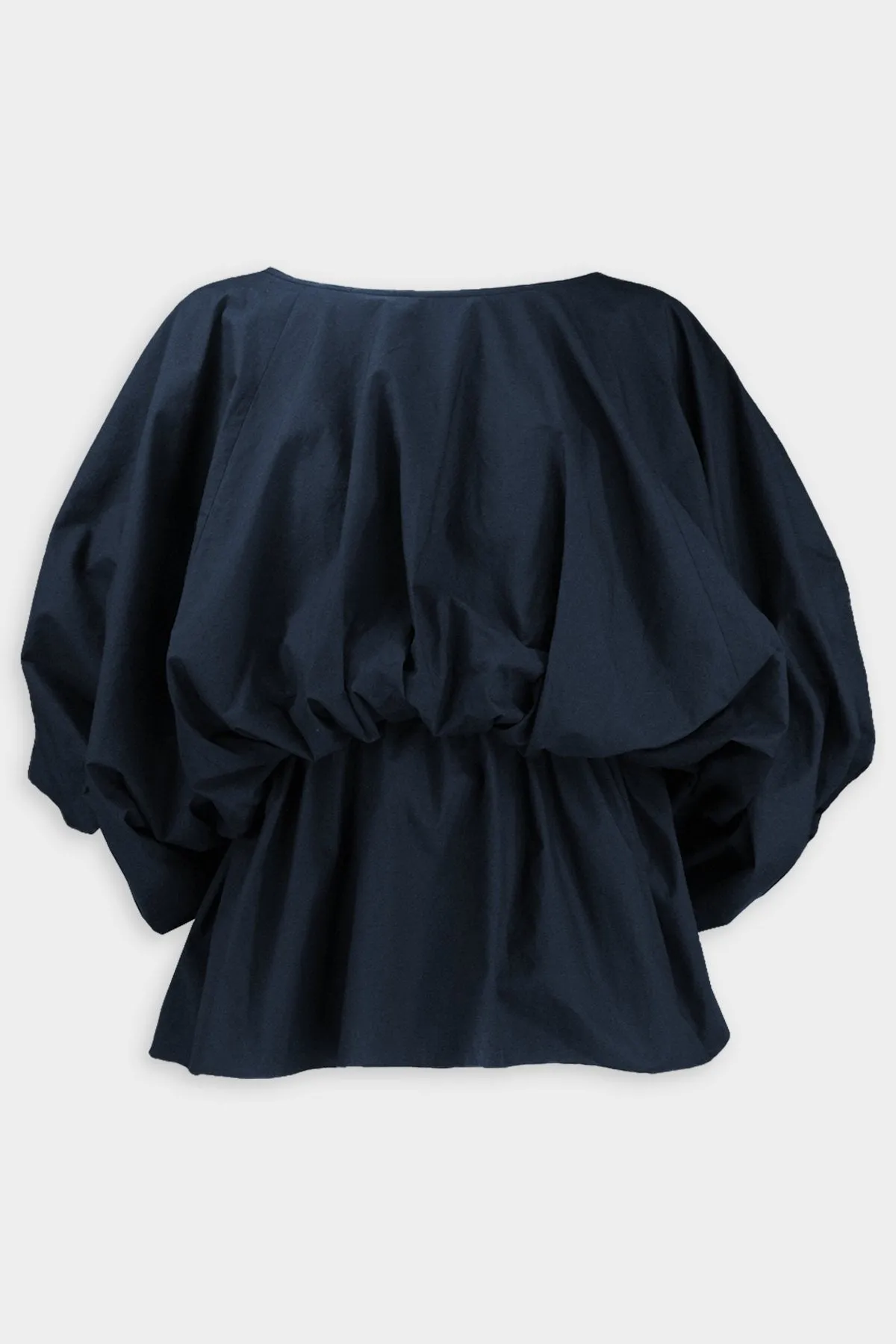 Voluminous Shape Cotton Poplin Top in Navy