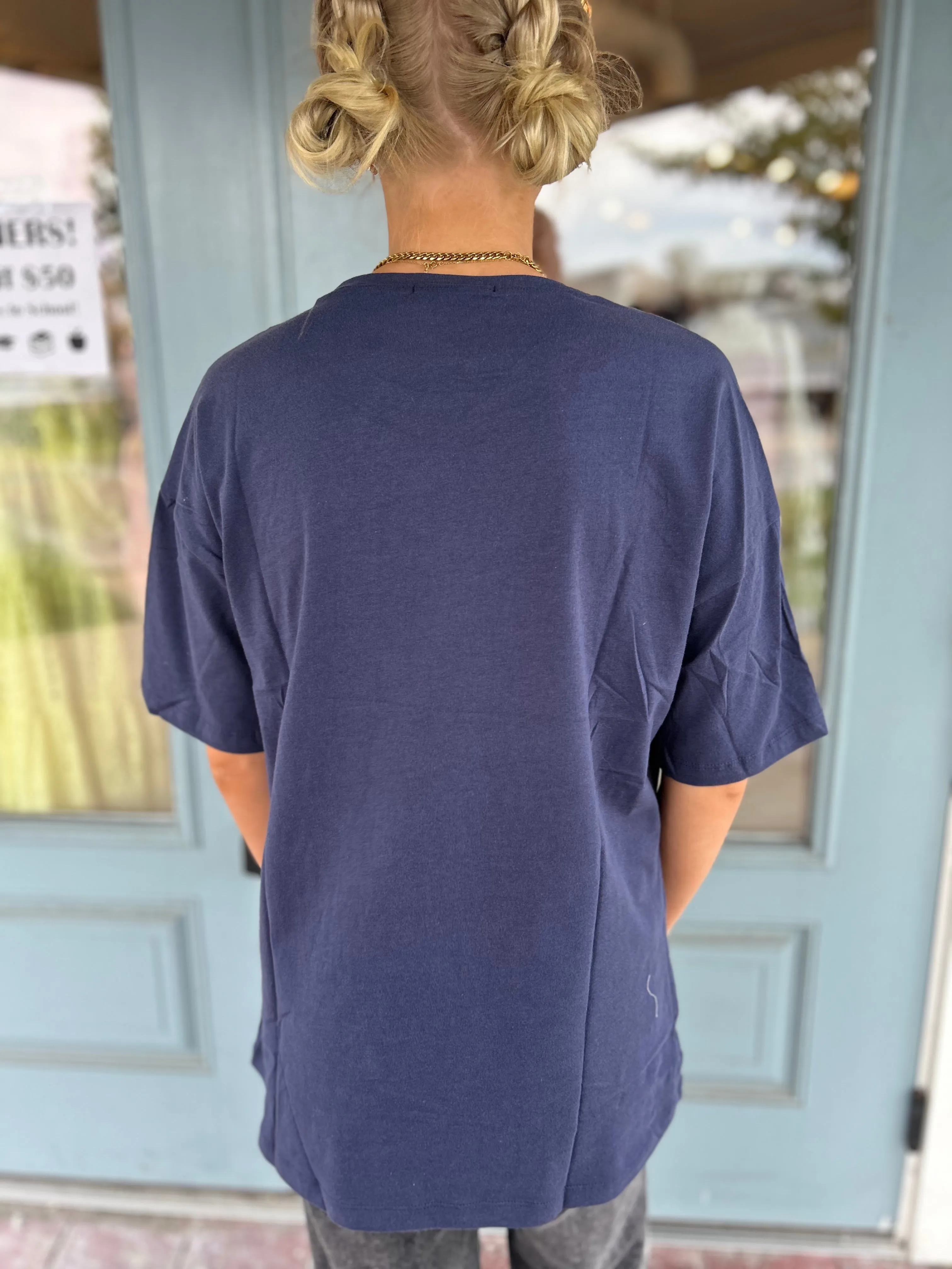 Washed Cotton Round Neck Short Sleeve Top