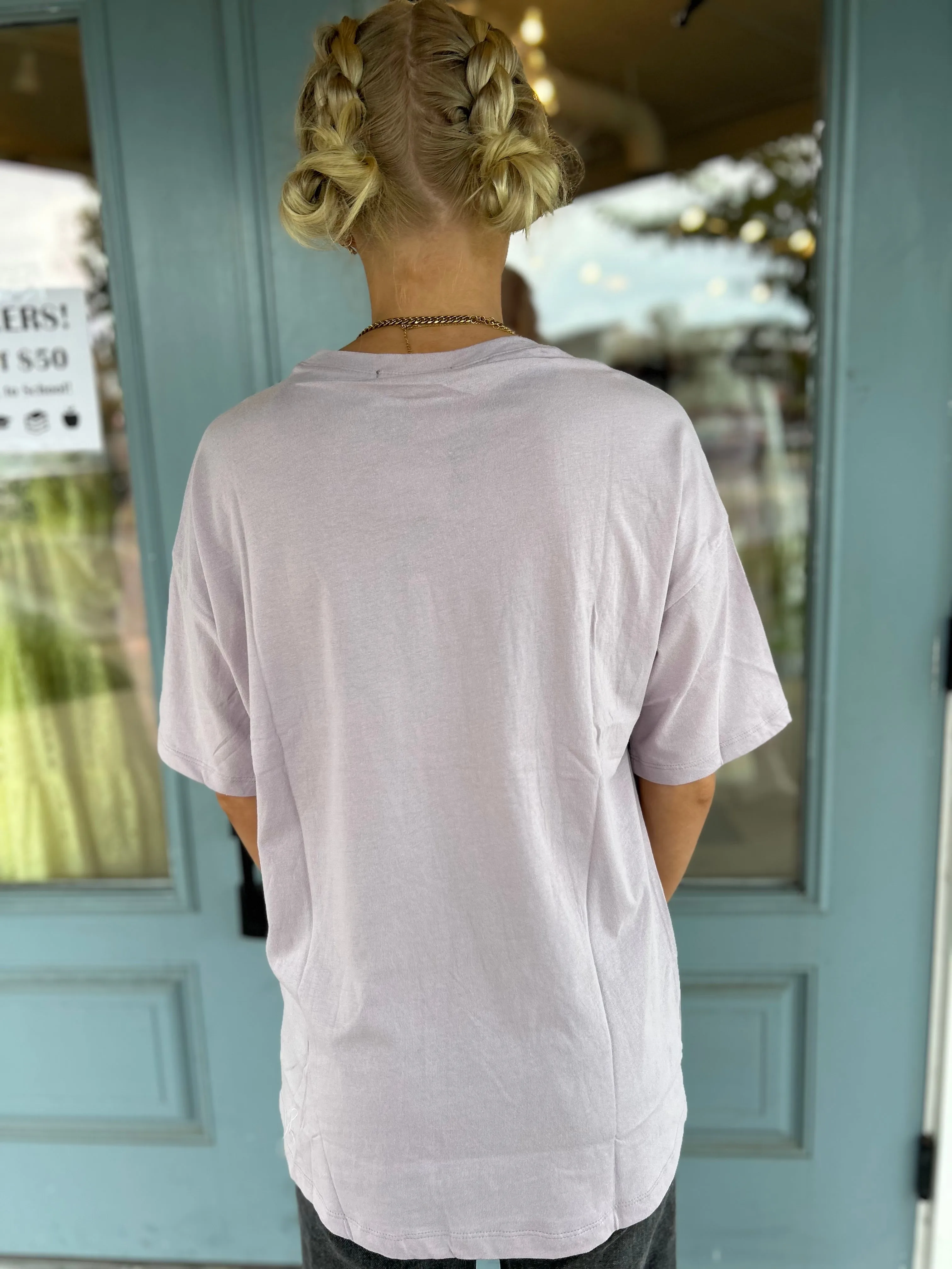 Washed Cotton Round Neck Short Sleeve Top