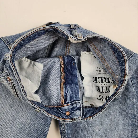 We The Free Jeans Womens 28 Blue The Pacifica Straight Leg Slim Denim (28x27)