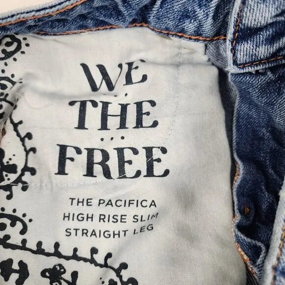 We The Free Jeans Womens 28 Blue The Pacifica Straight Leg Slim Denim (28x27)