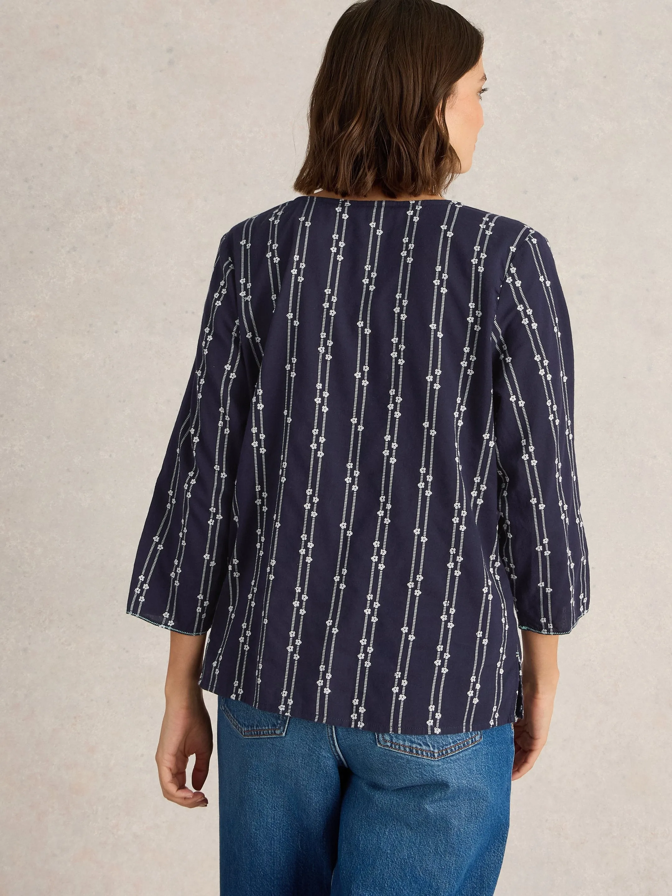 White Stuff UK Rae Organic Cotton Shirt Navy