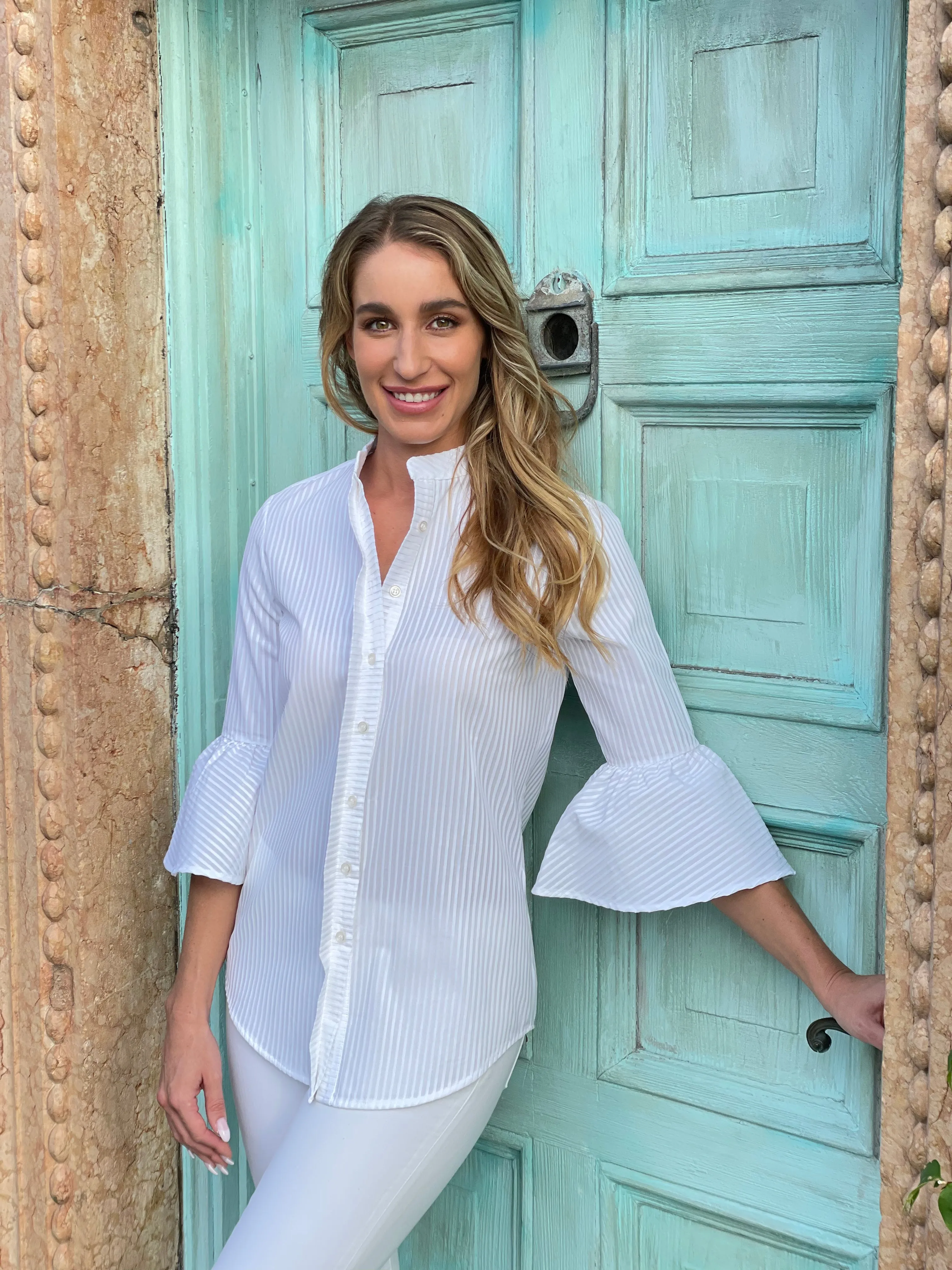 White Tuxedo Blouse