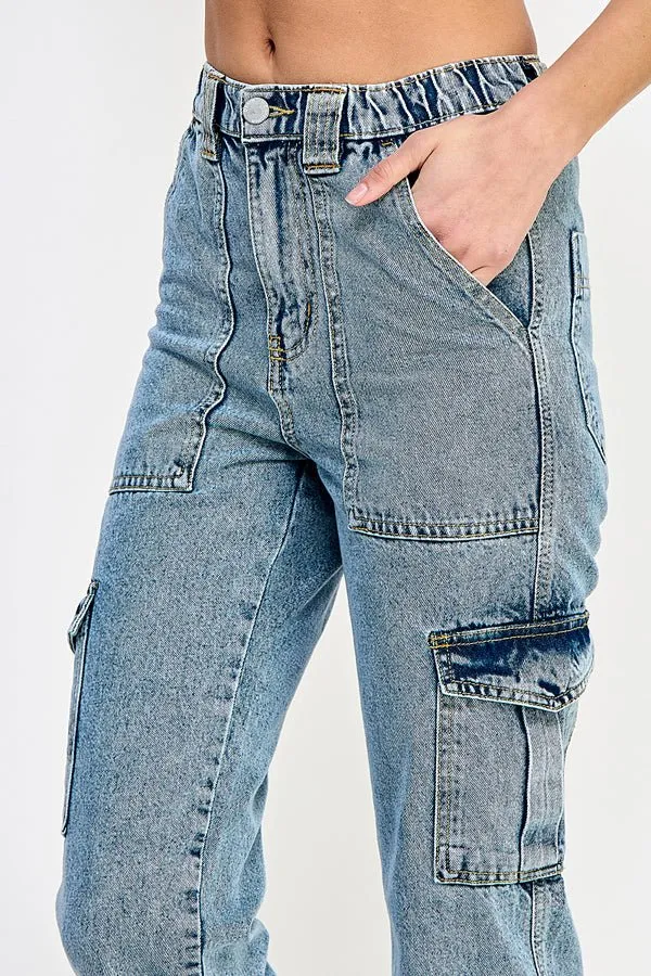 WOMEN DENIM CARGO PANTS