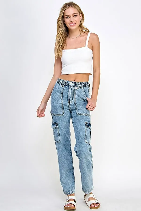 WOMEN DENIM CARGO PANTS