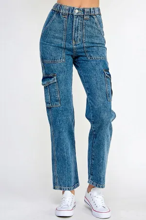 WOMEN DENIM CARGO PANTS