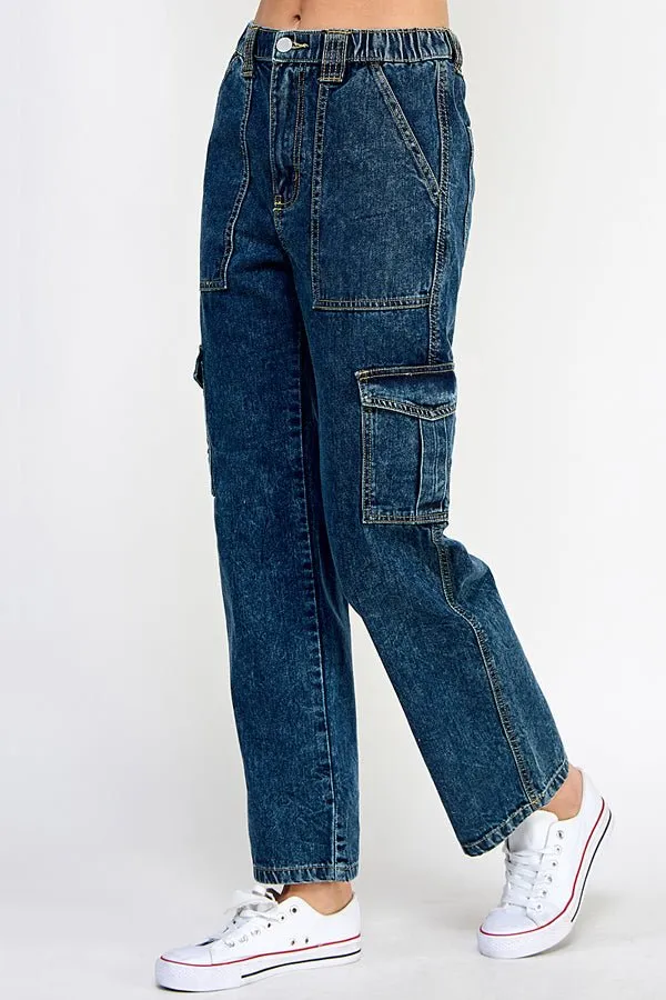 WOMEN DENIM CARGO PANTS