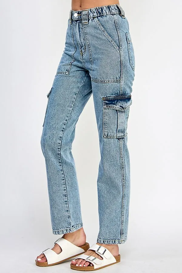WOMEN DENIM CARGO PANTS