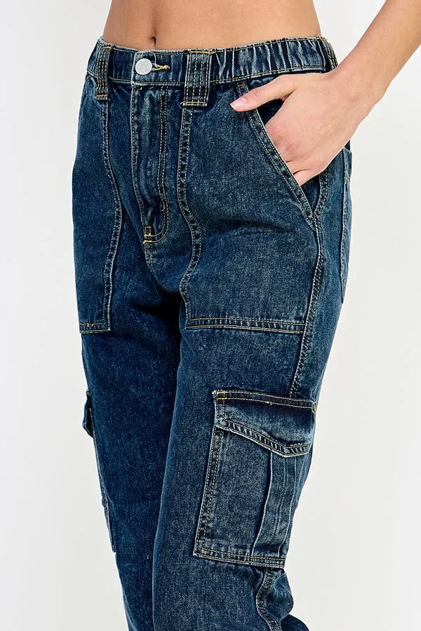 WOMEN DENIM CARGO PANTS