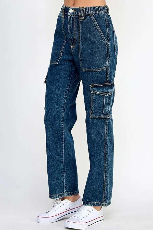 WOMEN DENIM CARGO PANTS