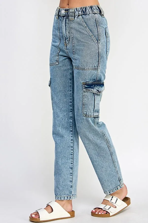 WOMEN DENIM CARGO PANTS