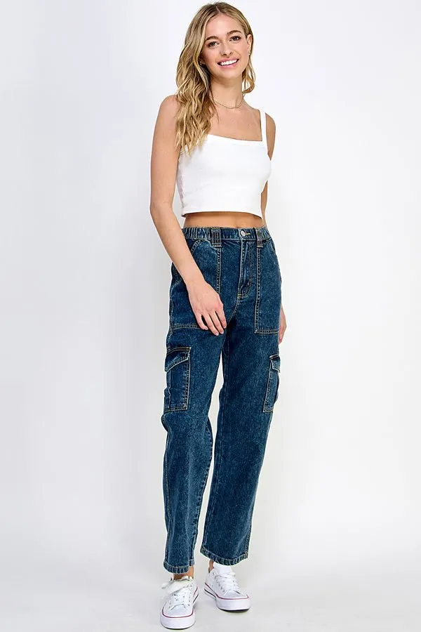 WOMEN DENIM CARGO PANTS