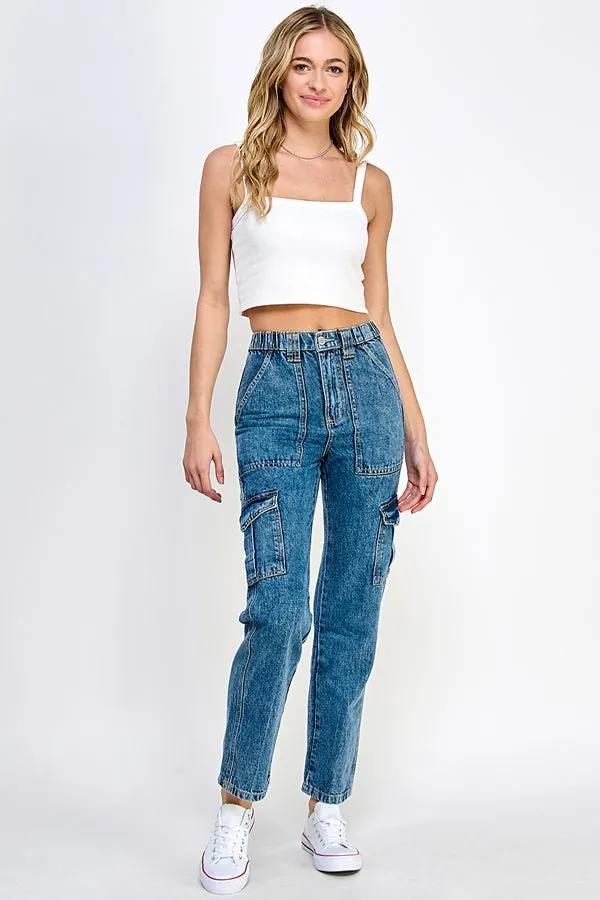 WOMEN DENIM CARGO PANTS