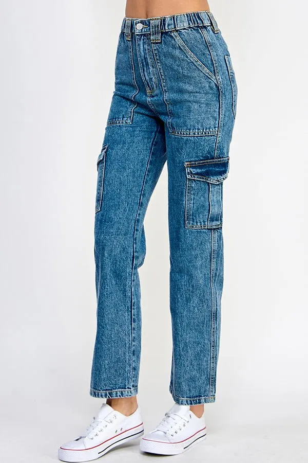 WOMEN DENIM CARGO PANTS