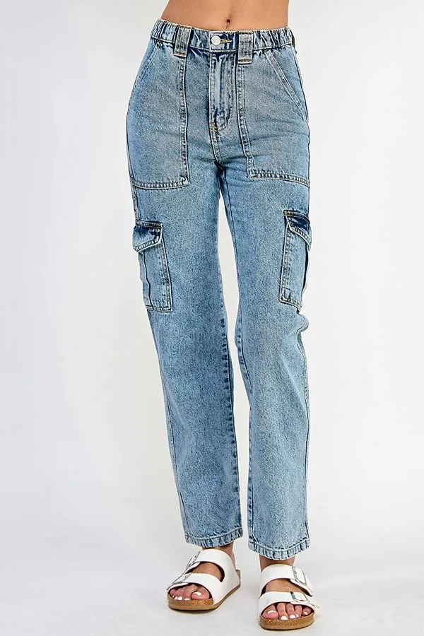 WOMEN DENIM CARGO PANTS