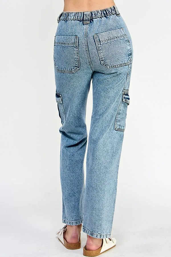 WOMEN DENIM CARGO PANTS