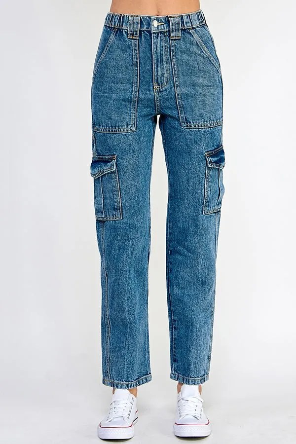 WOMEN DENIM CARGO PANTS