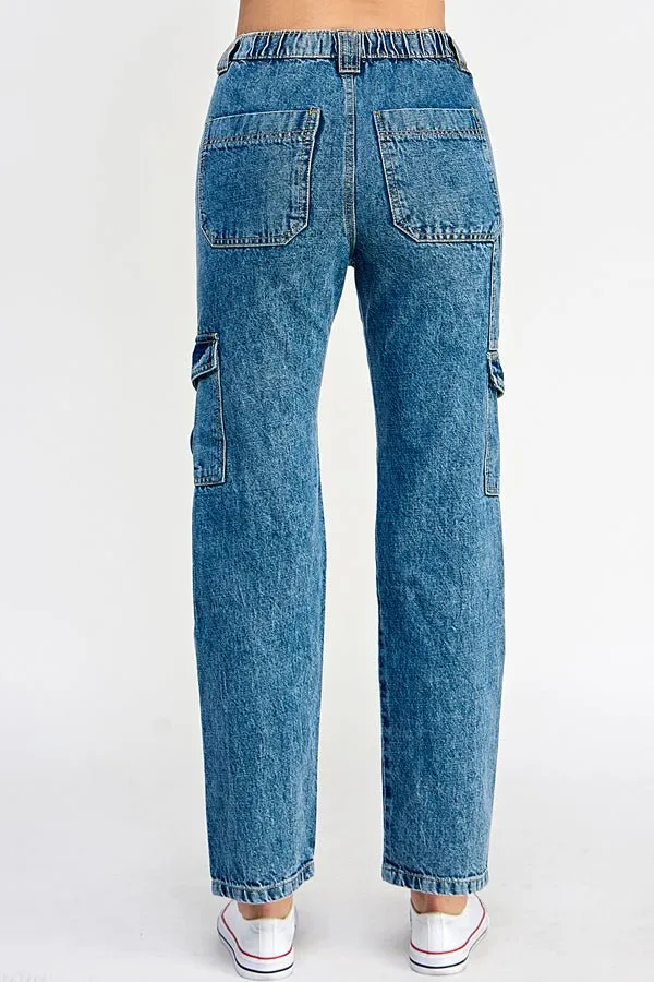 WOMEN DENIM CARGO PANTS