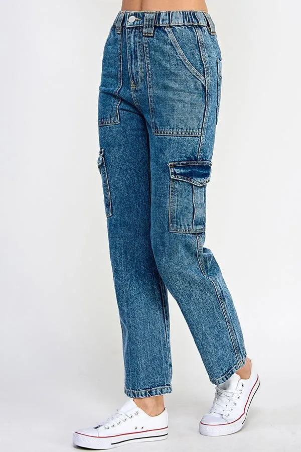 WOMEN DENIM CARGO PANTS