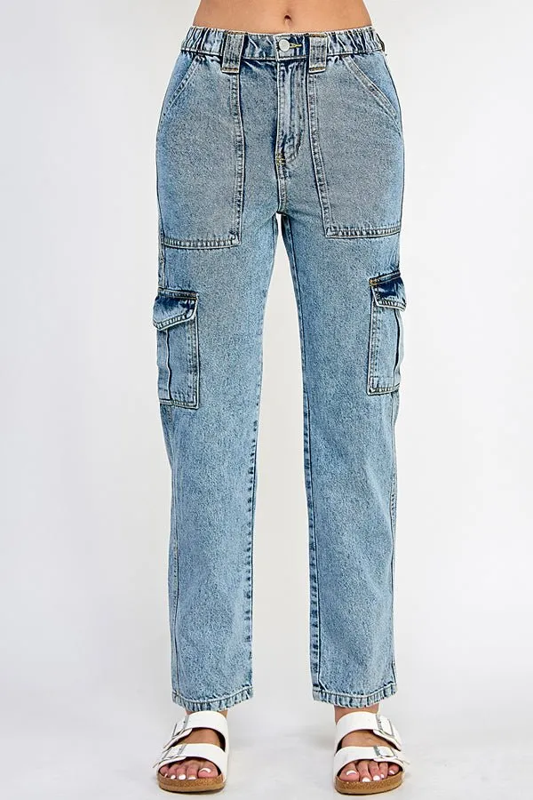 WOMEN DENIM CARGO PANTS