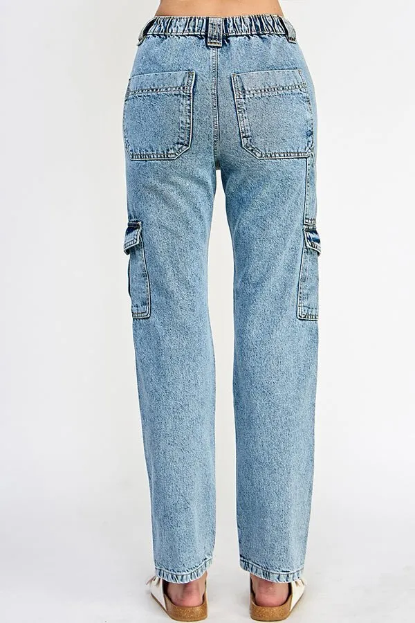 WOMEN DENIM CARGO PANTS