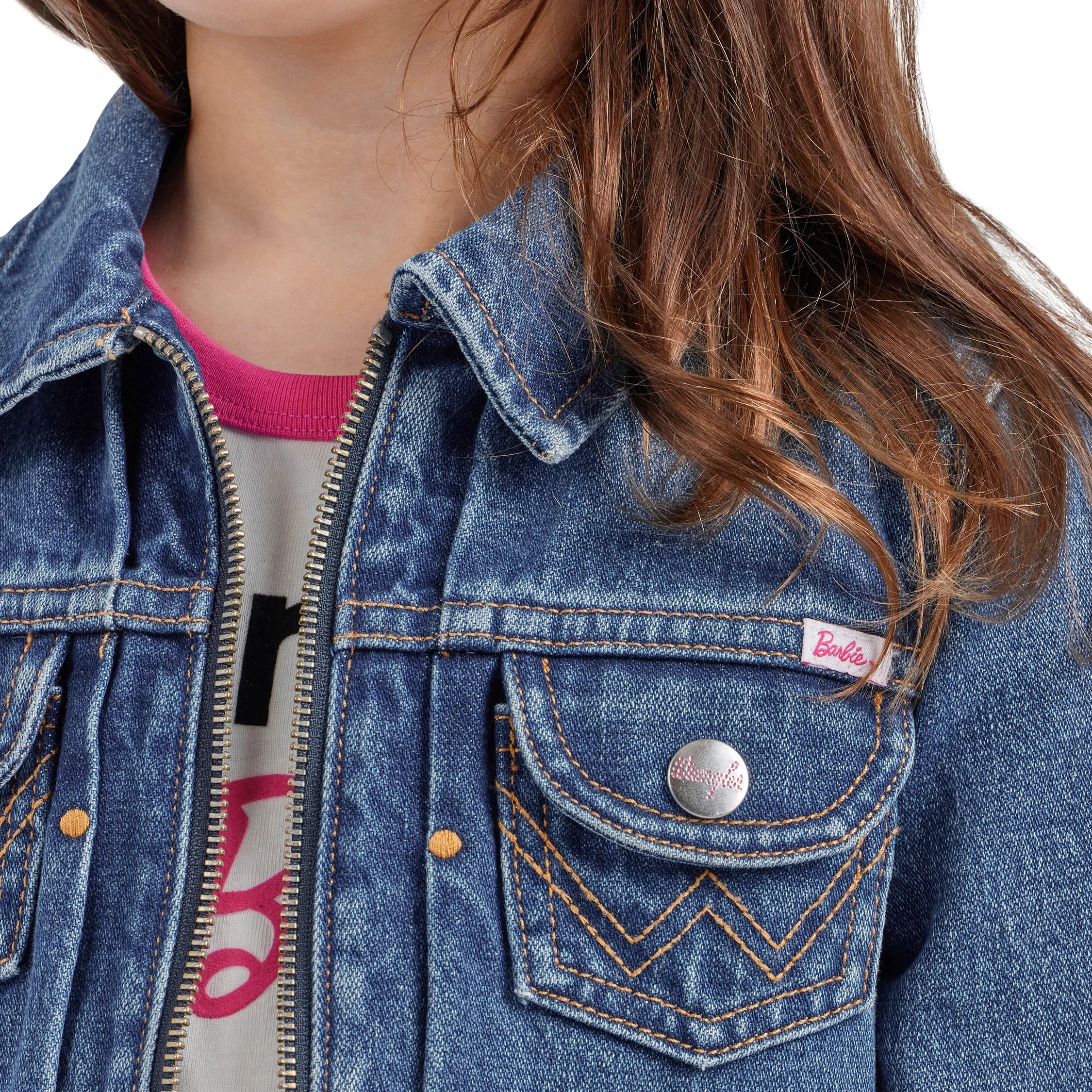 Wrangler Girl's Barbie Zip Front Denim Jacket